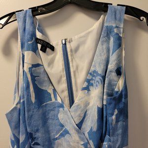 Layfayette 148, blue multi colored, wrap dress.